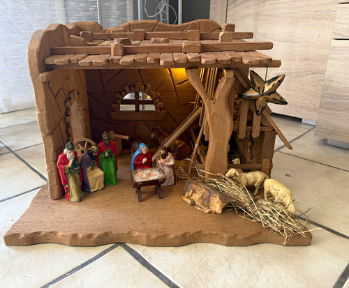 Weihnachtskrippe holzstall mit - weihnachtskrippe,