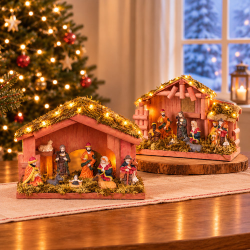 Led weihnachtskrippe holz mit - led,