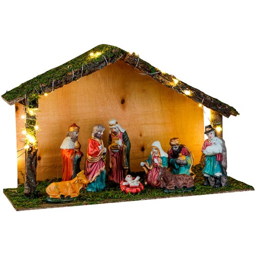 Led weihnachtskrippe holz - led, mit