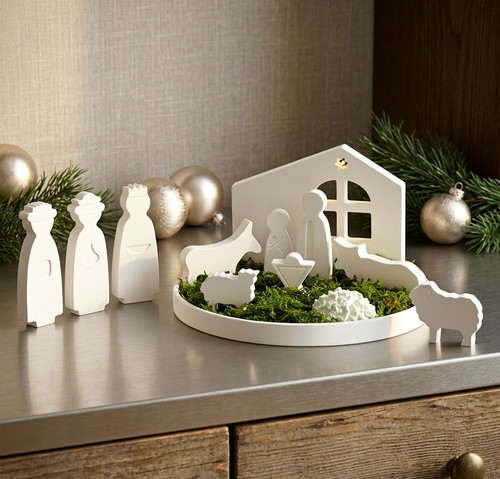 Weiße weihnachtskrippe set - weihnachtskrippe,