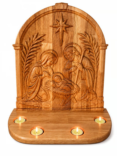 Weihnachtskrippe eiche holz - weihnachtskrippe,