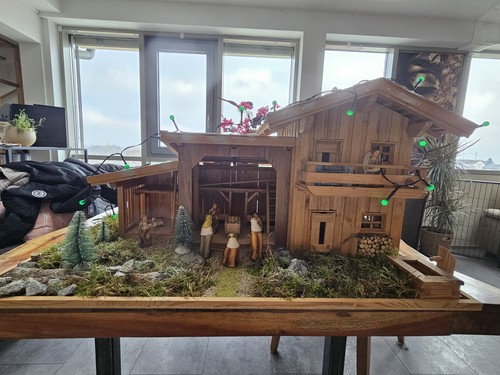 Weihnachtskrippe holz - weihnachtskrippe, xl