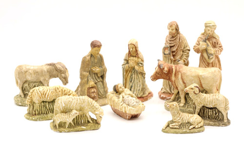 12x antike krippenfiguren - 12x,